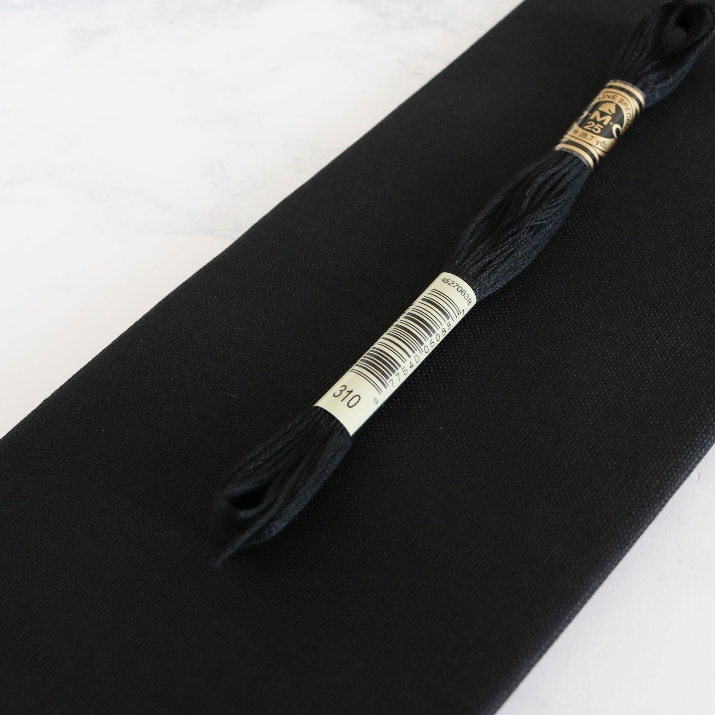 Cotton Hand Embroidery Fabric - Black - Stitched Modern