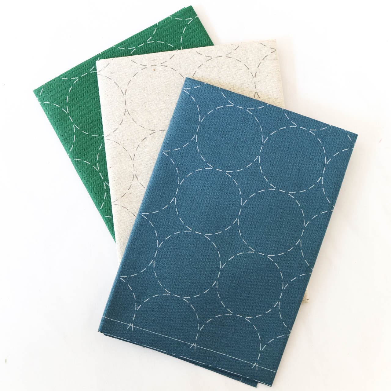 Hidamari Preprinted Sashiko Cloth - Maru-tsunagi (Circles)-Stitched Modern