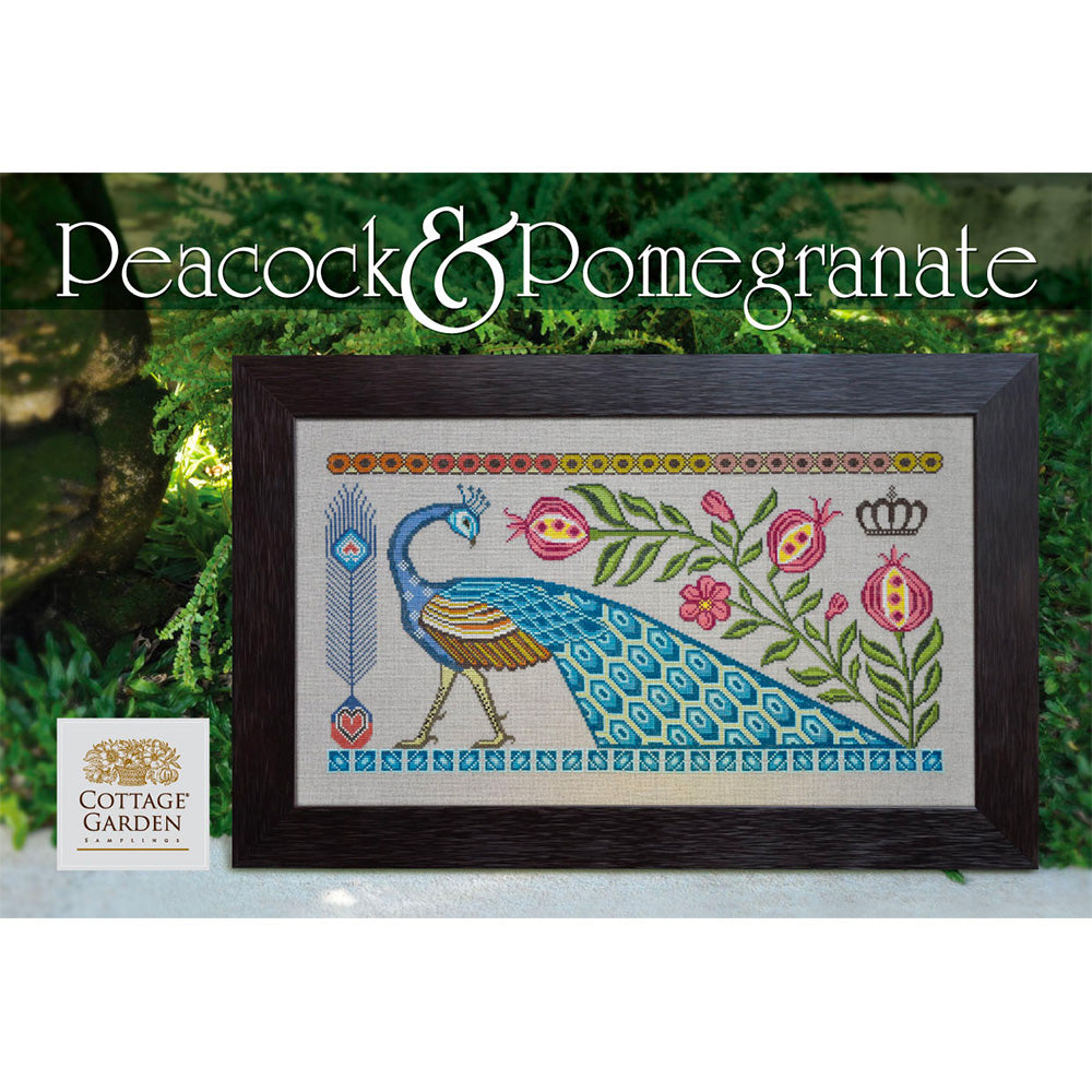 Peacock + Pomegranate Cross Stitch Pattern