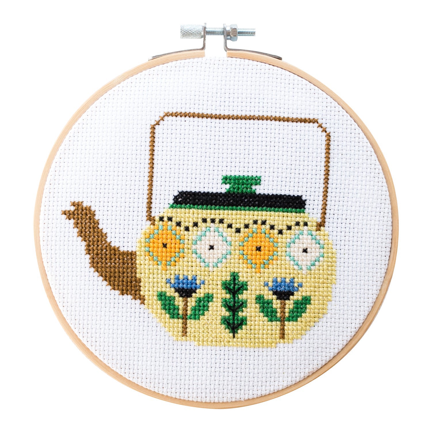 Green Teapot Cross Stitch Kit
