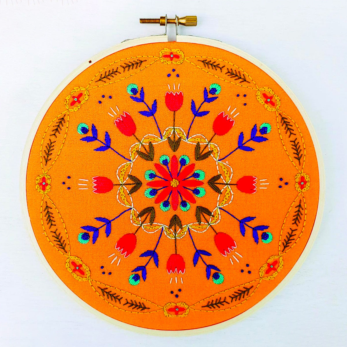 Tangerine Mandala Hand Embroidery Kit