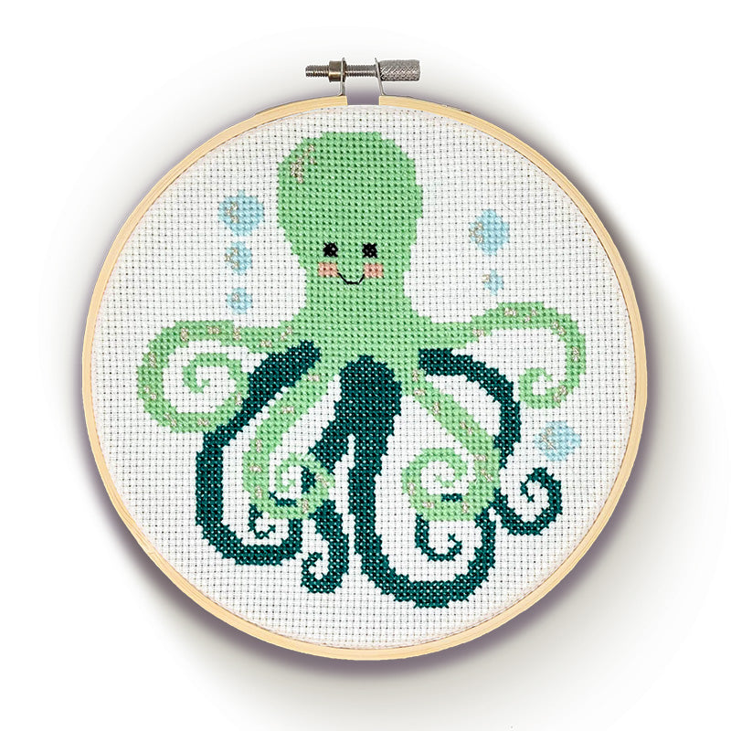 Under the Sea Cross Stitch Kit - Green Octopus