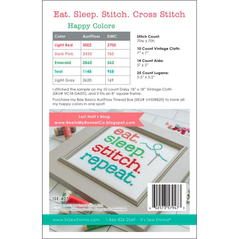 Eat Sleep Stitch Cross Stitch Pattern