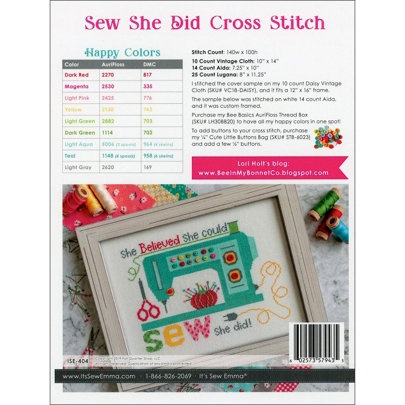 Sew She Did Cross Stitch Pattern