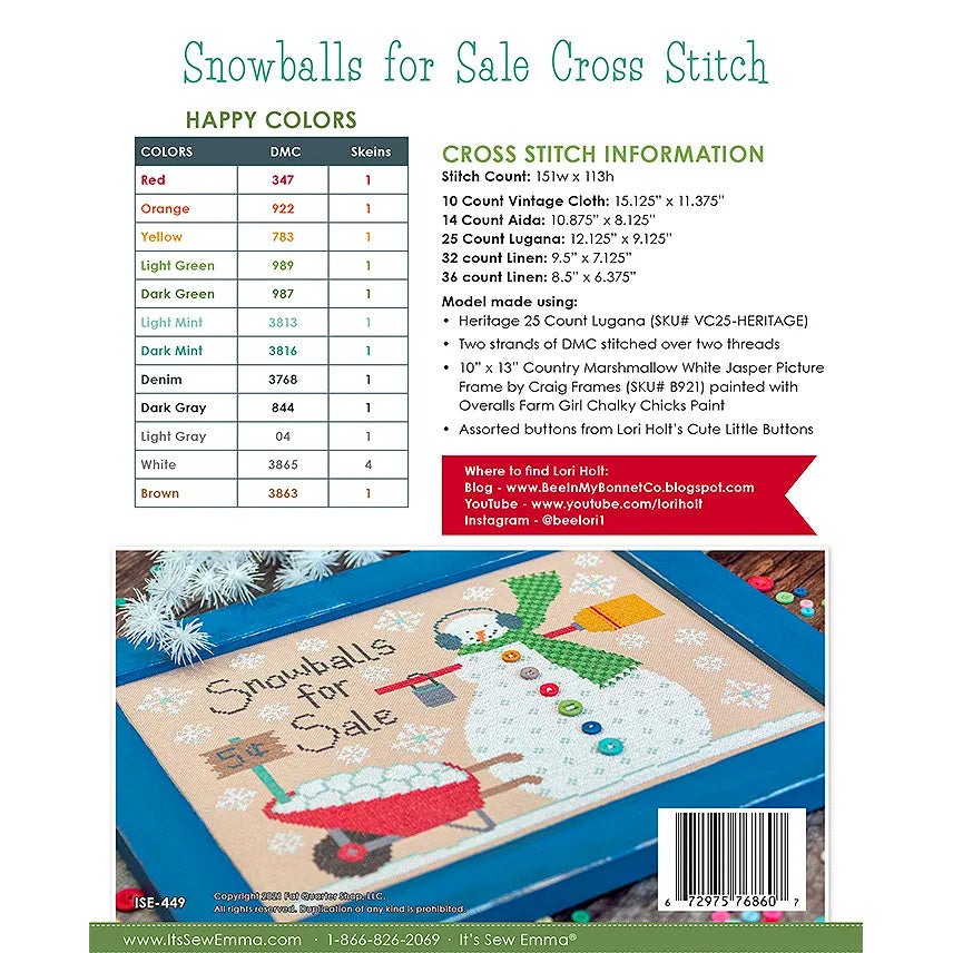 Snowballs for Sale Cross Stitch Pattern
