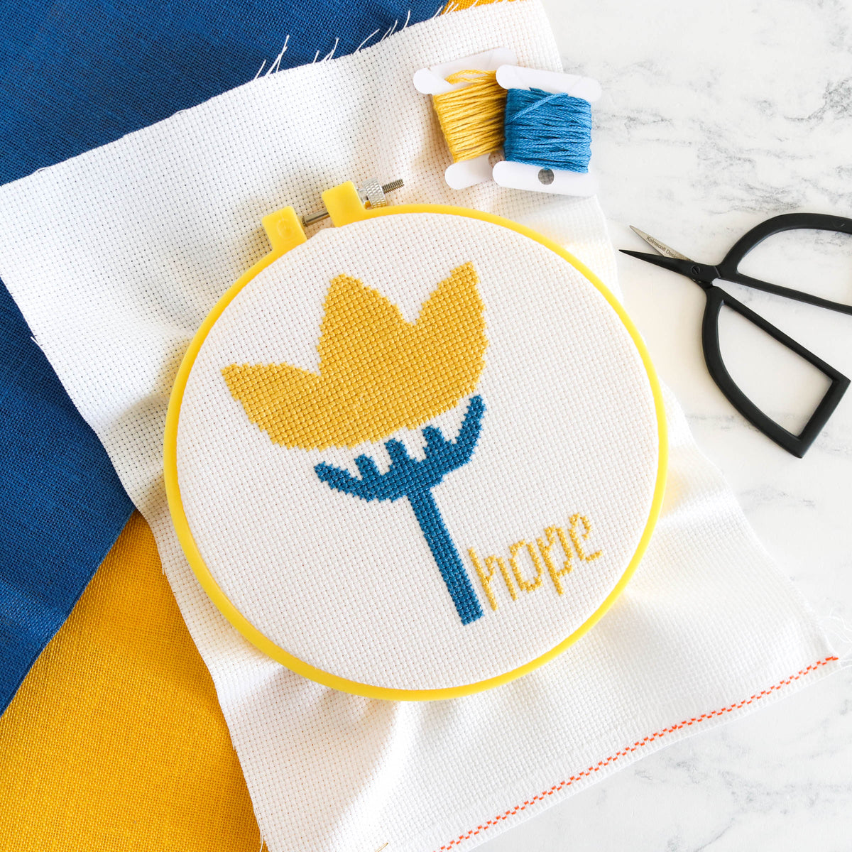PDF Cross Stitch Pattern for Ukraine - Hope Flower