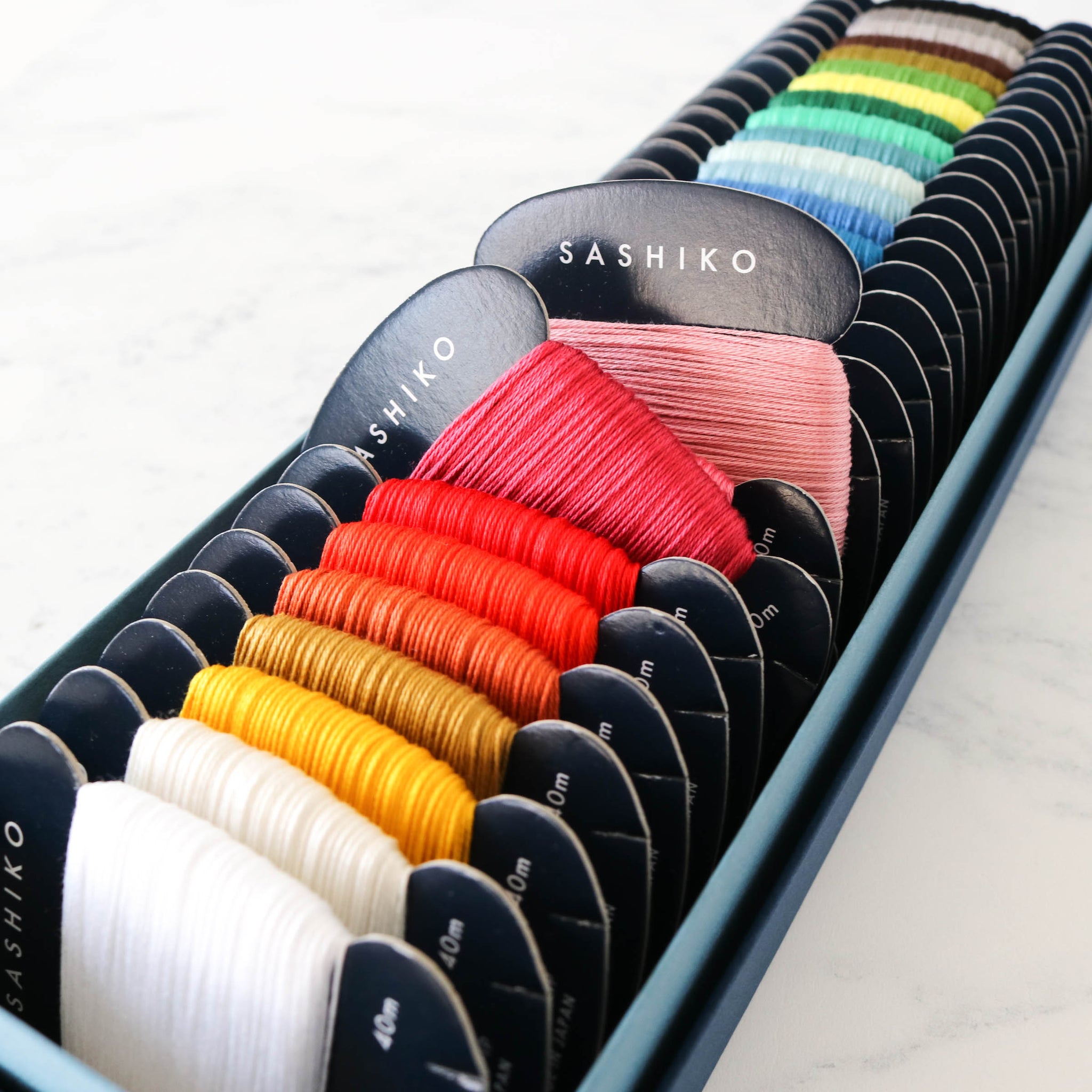 Sashiko Kit - Ivory Coasters | Sashiko Hand Embroidery Kit in Ivory with  Blue and Red Sashiko Thread and Needles