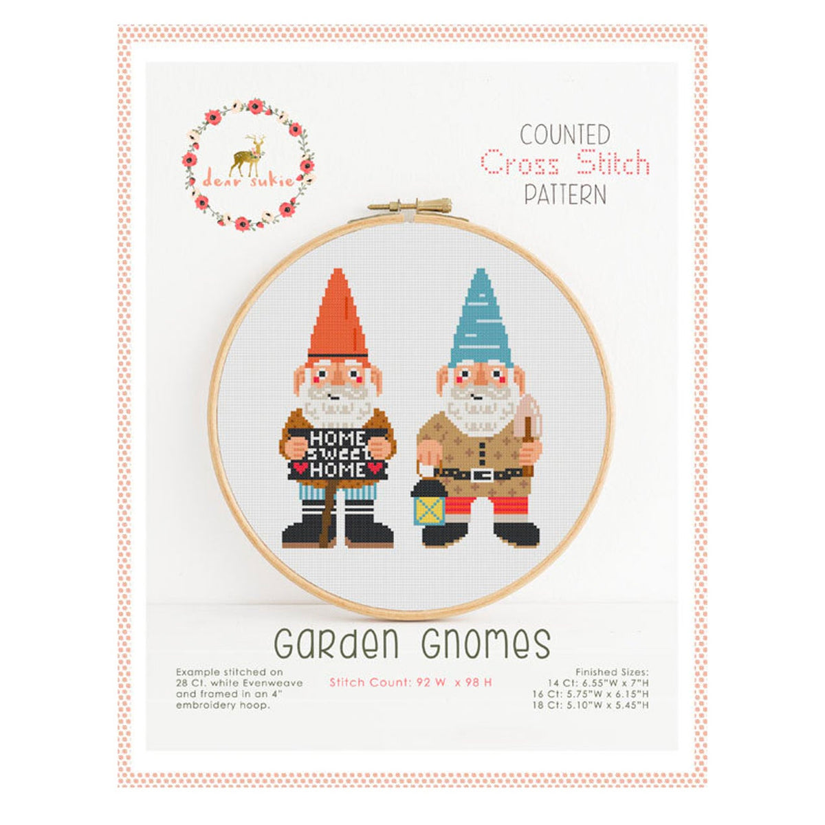Garden Gnomes Cross Stitch Pattern