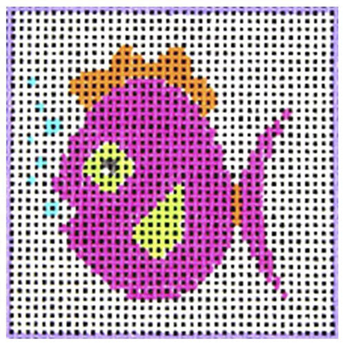 DeElda Beginner Needlepoint Kit - Purple Fish