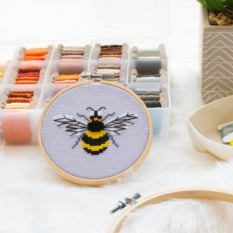 Bumblebee Mini Cross Stitch Kit - Stitched Modern