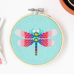 Stamped Cross Stitch Kits for Adults Beginner-Counted Cross Stitch Kit  Dragonfly by The Tree 11CT Pre-Printed Pattern Fabric Embroidery Crafts