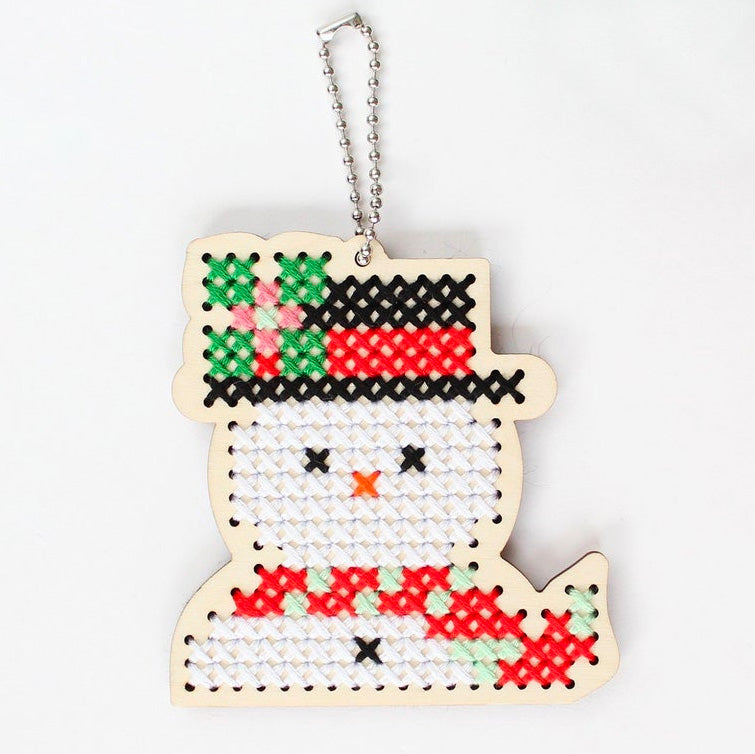 Wood Cross Stitch Ornament Kit - Snowman