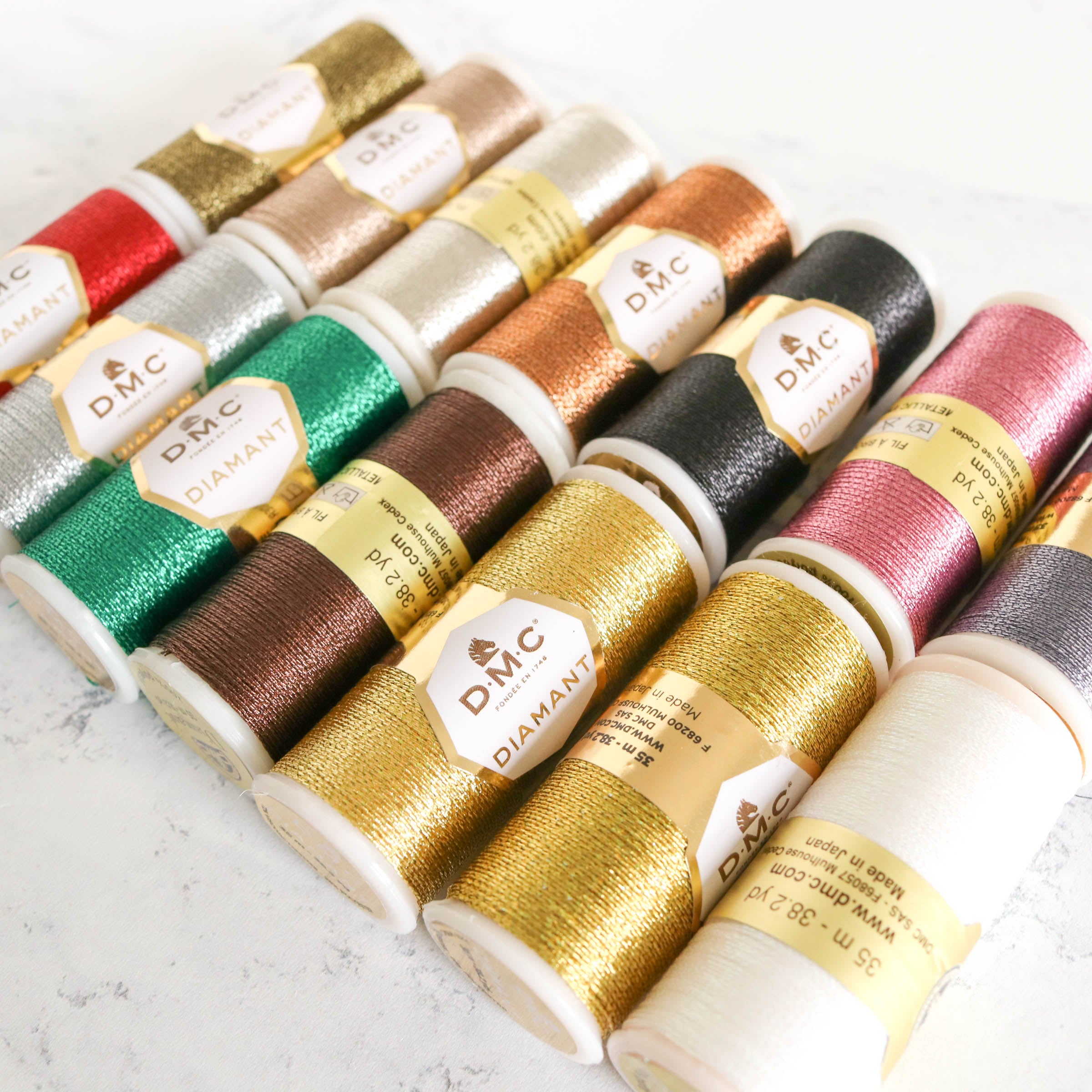 DMC Diamant Metallic Embroidery Thread - 14 Color Pack - Stitched