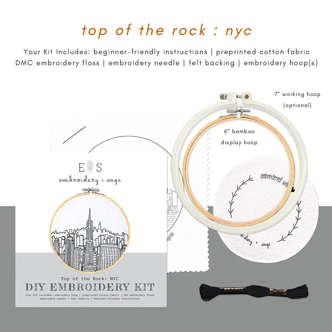 New York City Hand Embroidery Kit - Top of the Rock