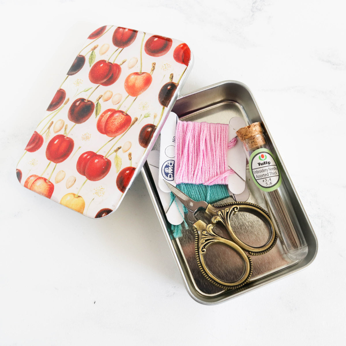 Vintage-Inspired Storage and Notions Tins - Cherry