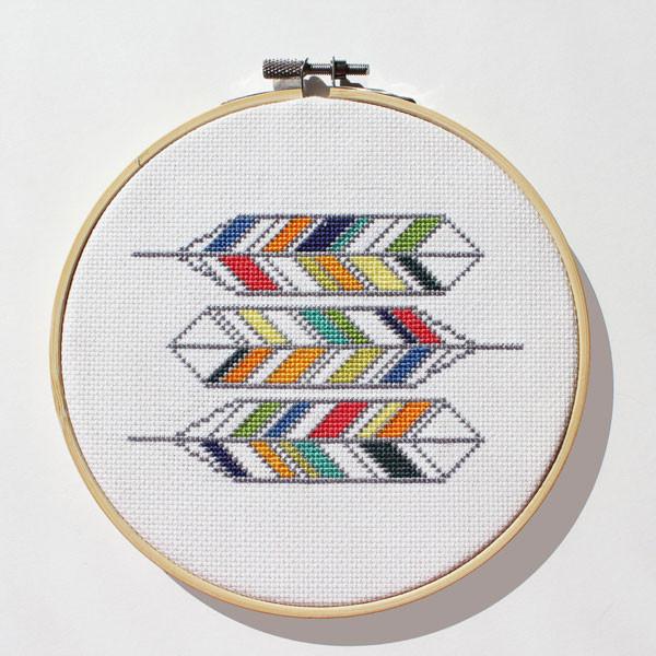 Geometric Feathers Cross Stitch Kit
