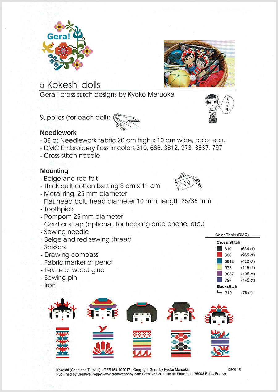 Kokeshi Dolls Cross Stitch Pattern
