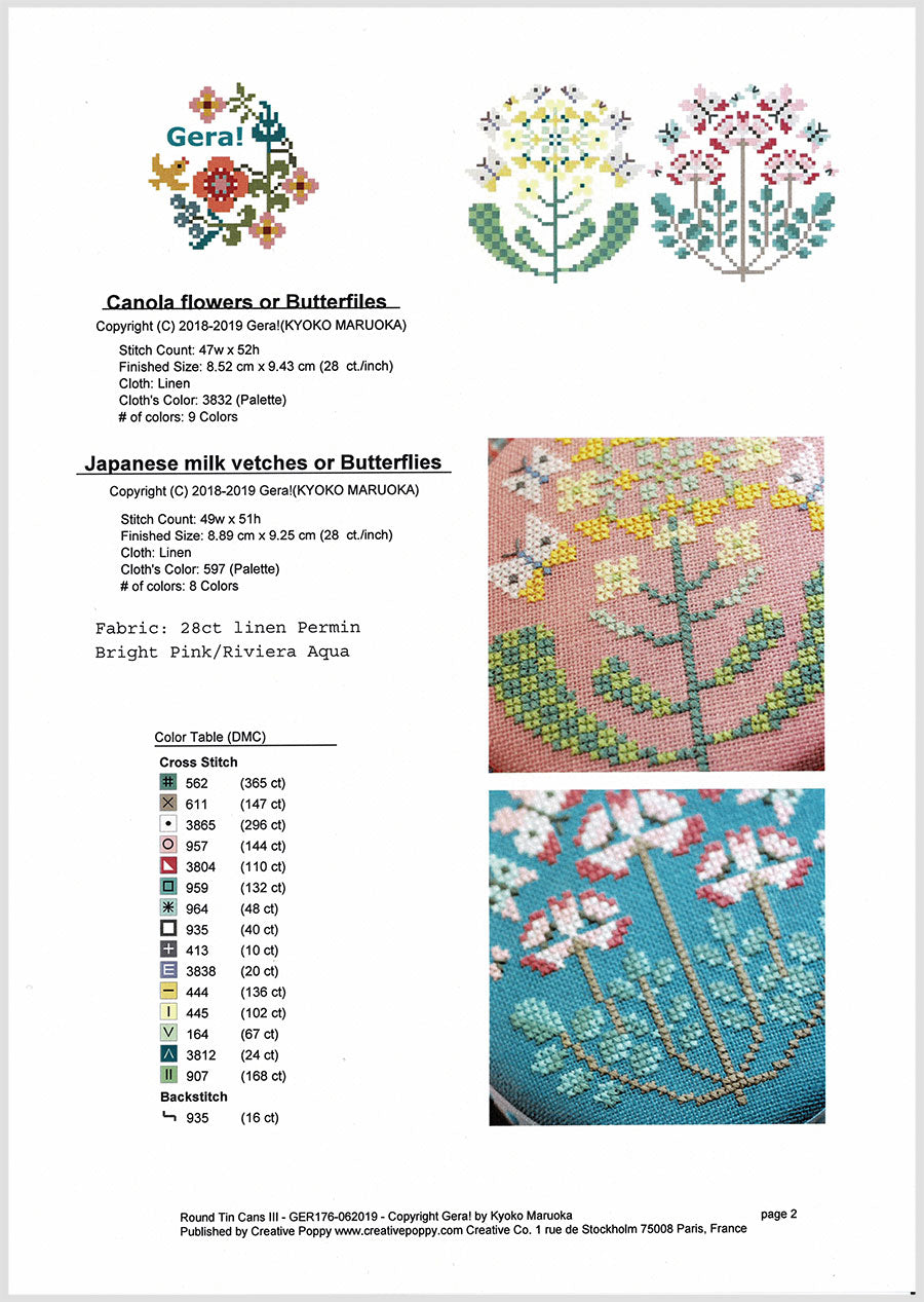 Floral Cross Stitch Pattern - Round Tin Cans