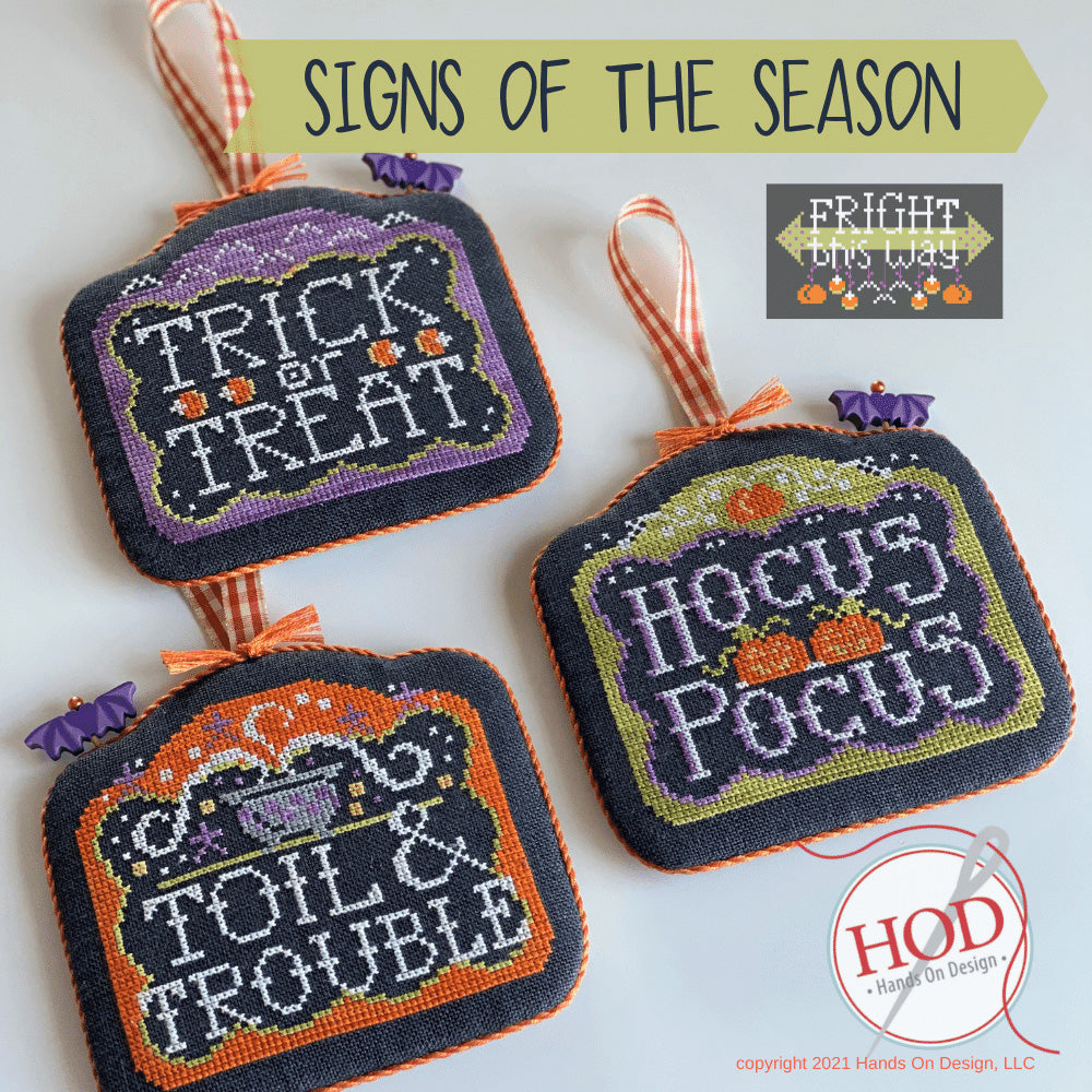 Fright This Way Cross Stitch Ornament Pattern - Signs of the Season