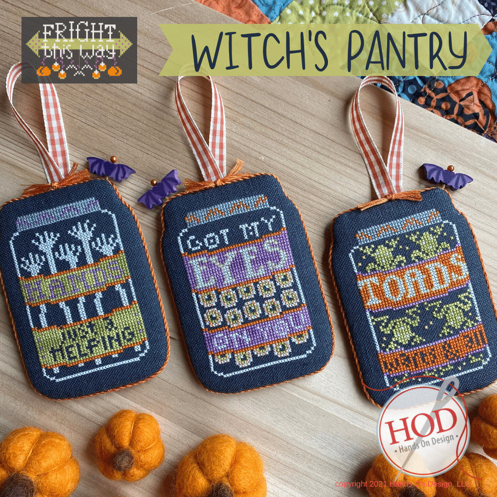 Fright This Way Cross Stitch Ornament Pattern - Witch&#39;s Pantry