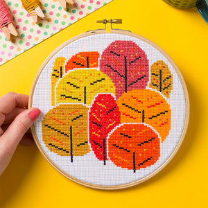Top Customized Embroidery Autumn Leaves Funny Cross Stitch Kits for Adults  with 100% Cotton Floss & Free Shipping for Wall Decor