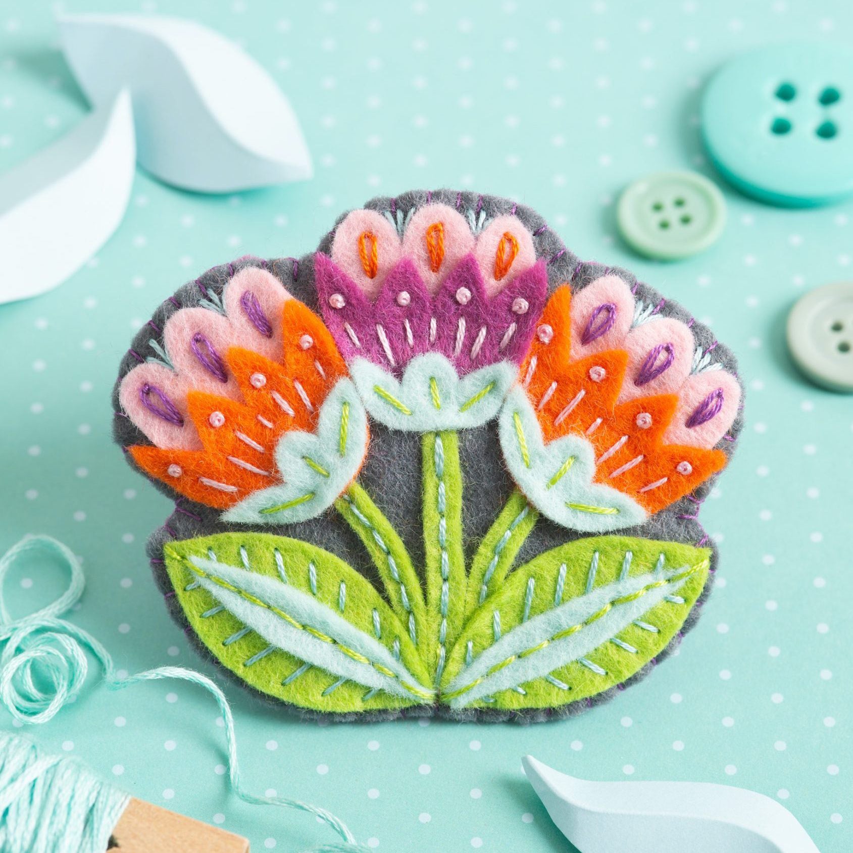 DIY Crafts - Felt Flower Brooch Pin Step by Step Tutorial 