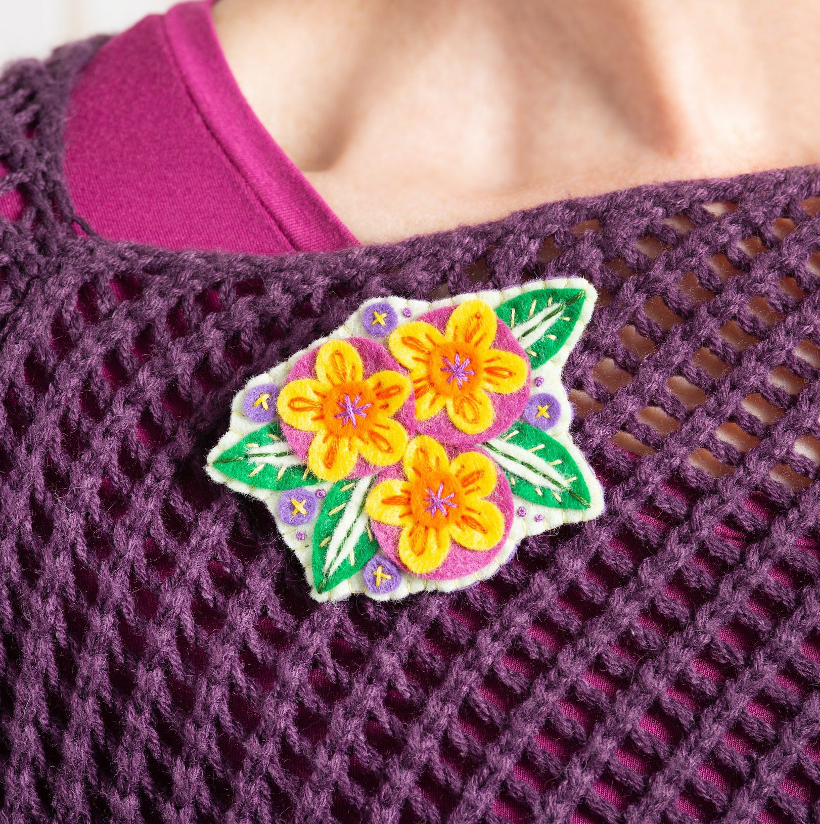 Felt Brooch Craft Kit - Gertrude Flower - Stitched Modern