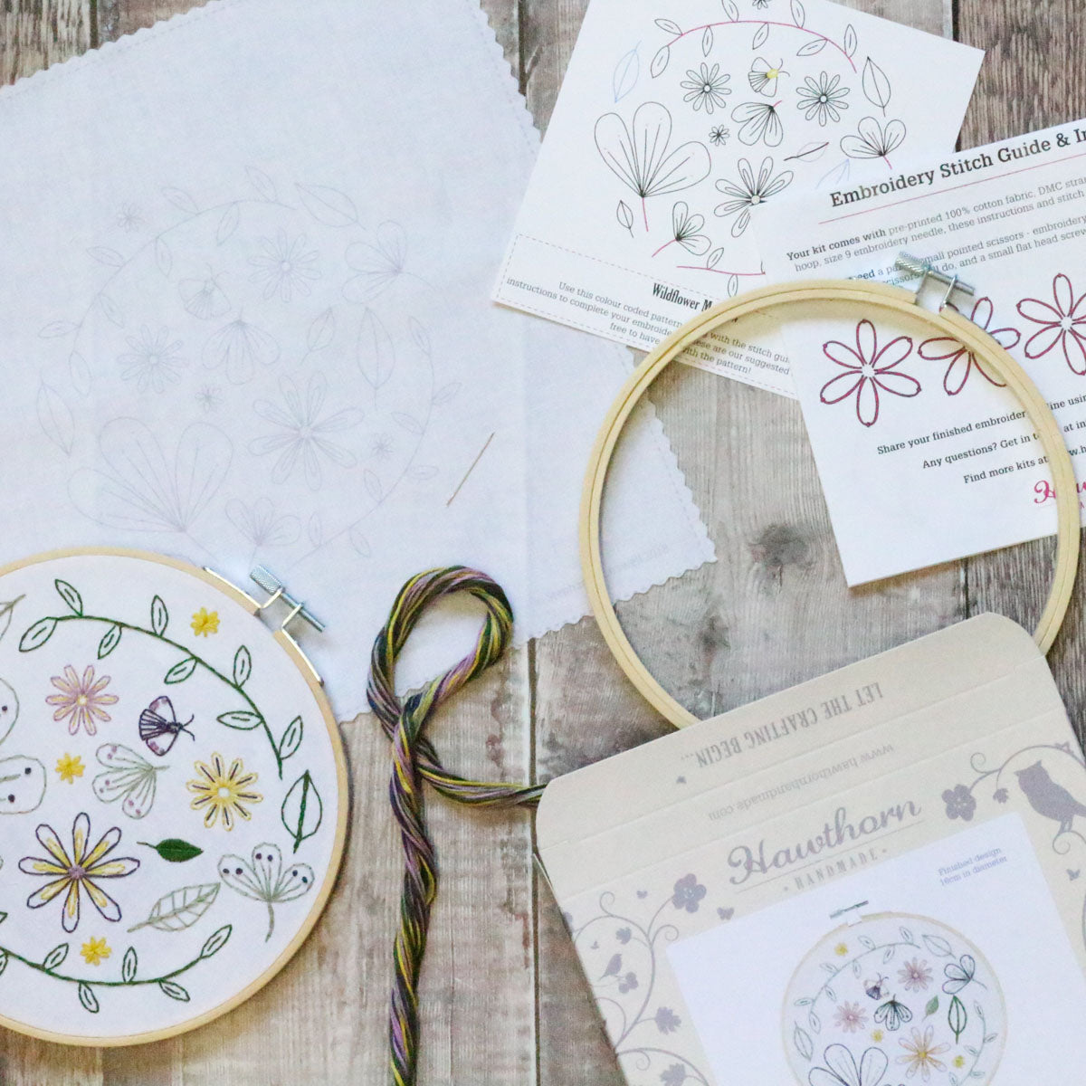 Sew Enchanting Meadow Flowers bag kit with pre-printed stitchery