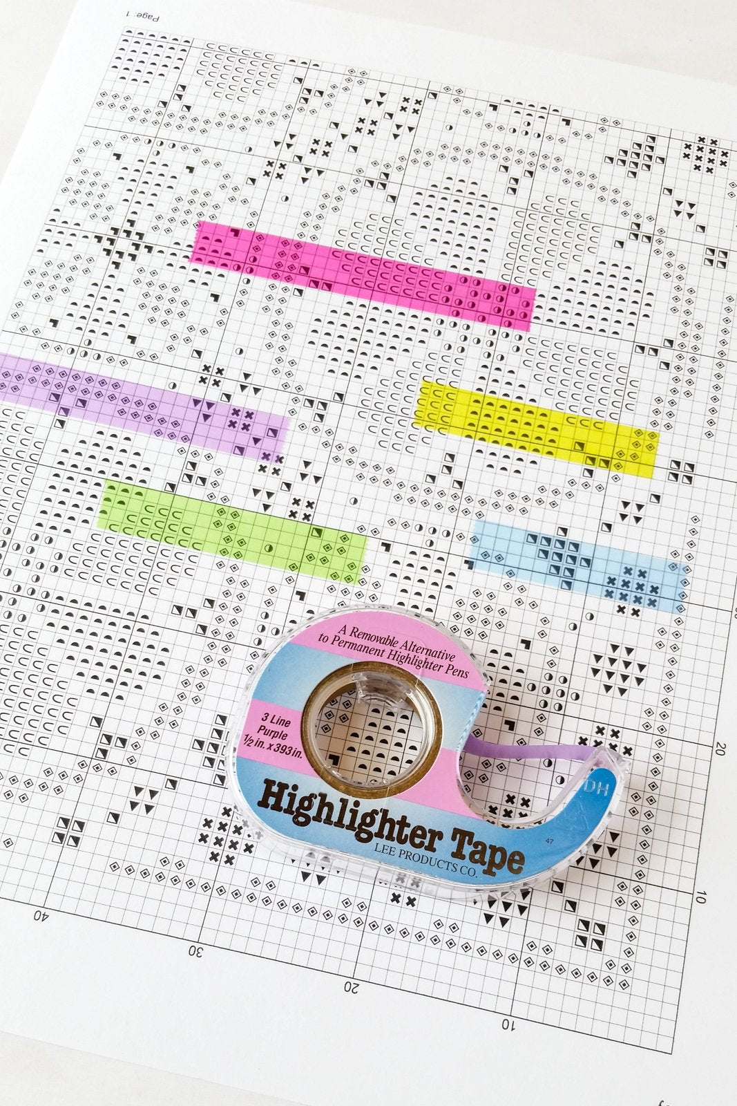 Highlighter Tape for Cross Stitch Charts