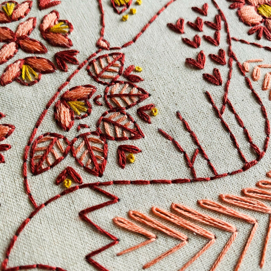 Folk Fox Hand Embroidery Kit