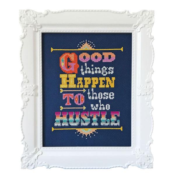 Hustle Cross Stitch Quote Pattern