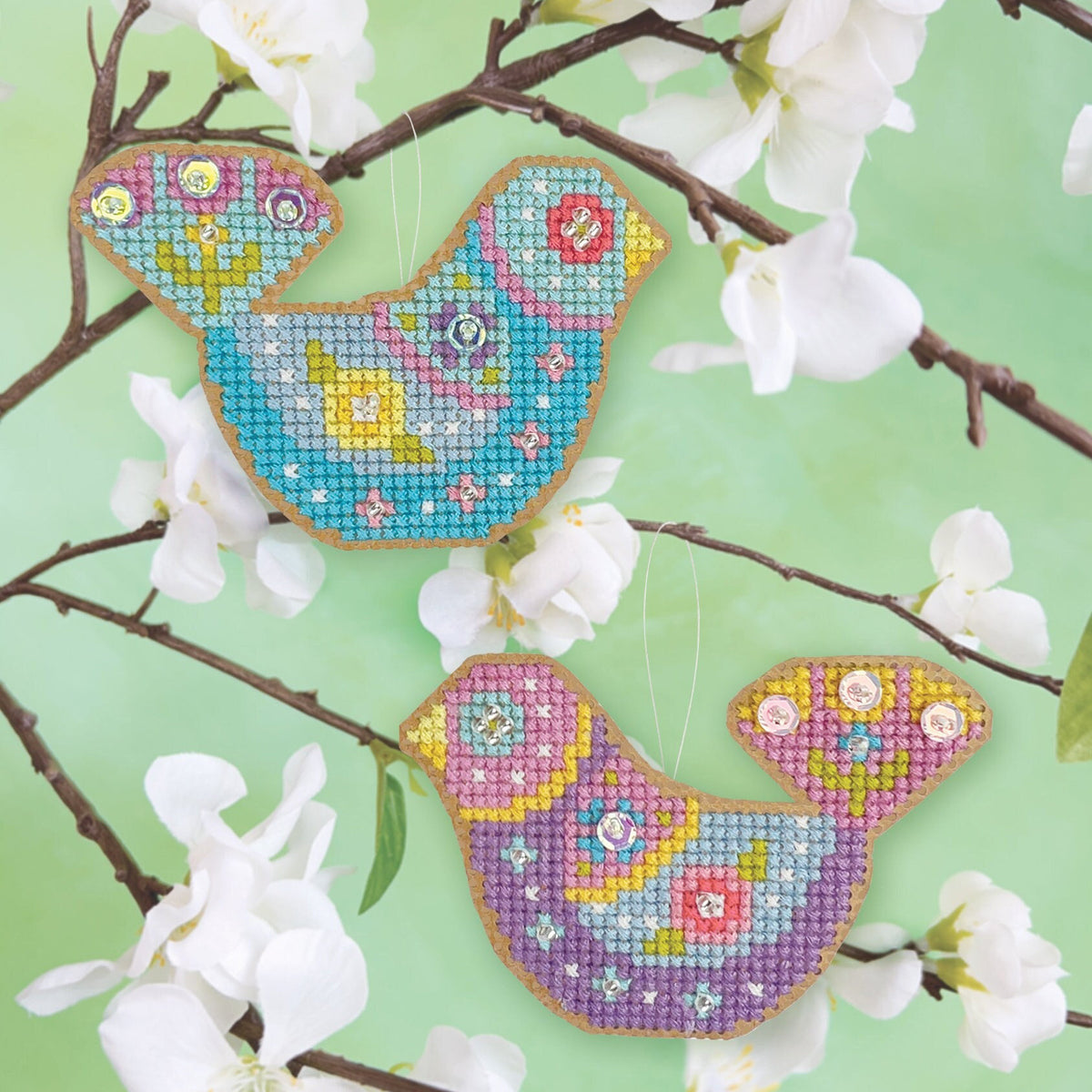 Springamajigs Cross Stitch Ornament Kit - Birds