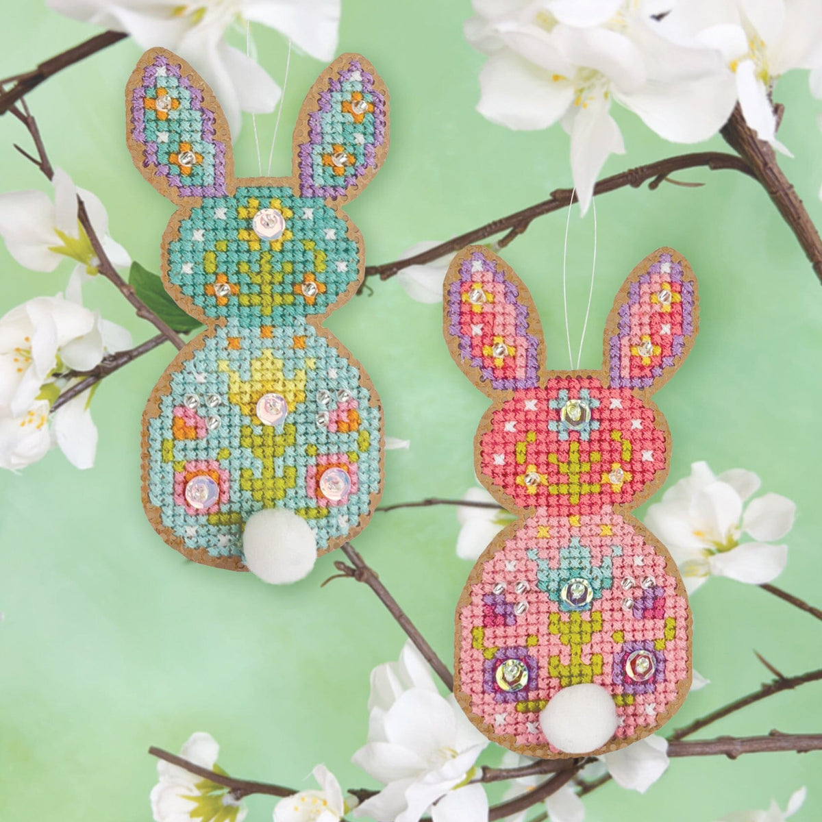 Springamajigs Cross Stitch Ornament Kit - Bunnies