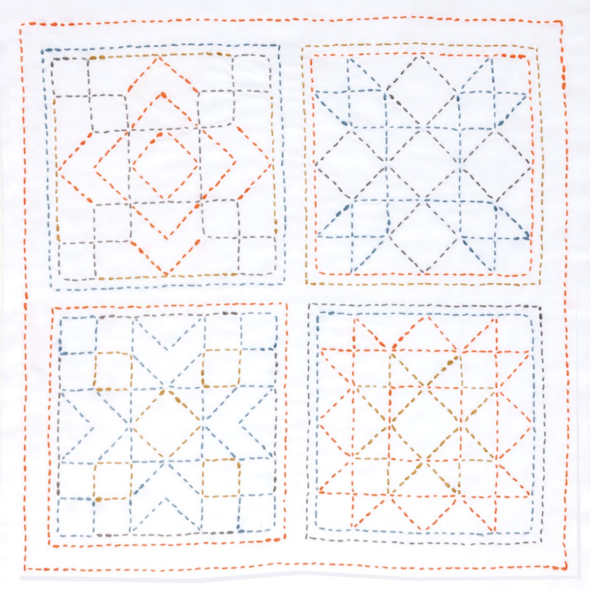 Sashiko World Embroidery Kit - Sampler Square-Stitched Modern