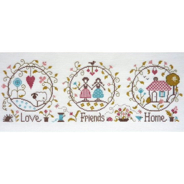 Love, Friends + Home Cross Stitch Sampler Pattern