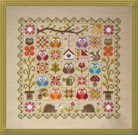 Patchwork Owls (Patchwork aux Chouettes) Cross Stitch Pattern