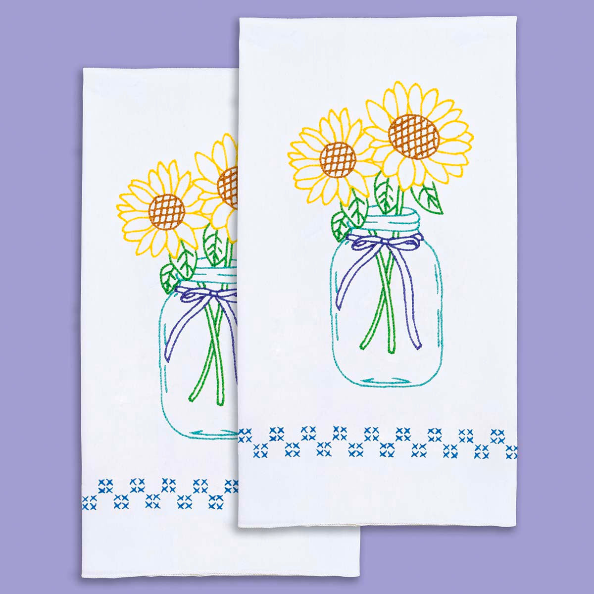 Hand Embroidery Towel Kit - Sunflowers