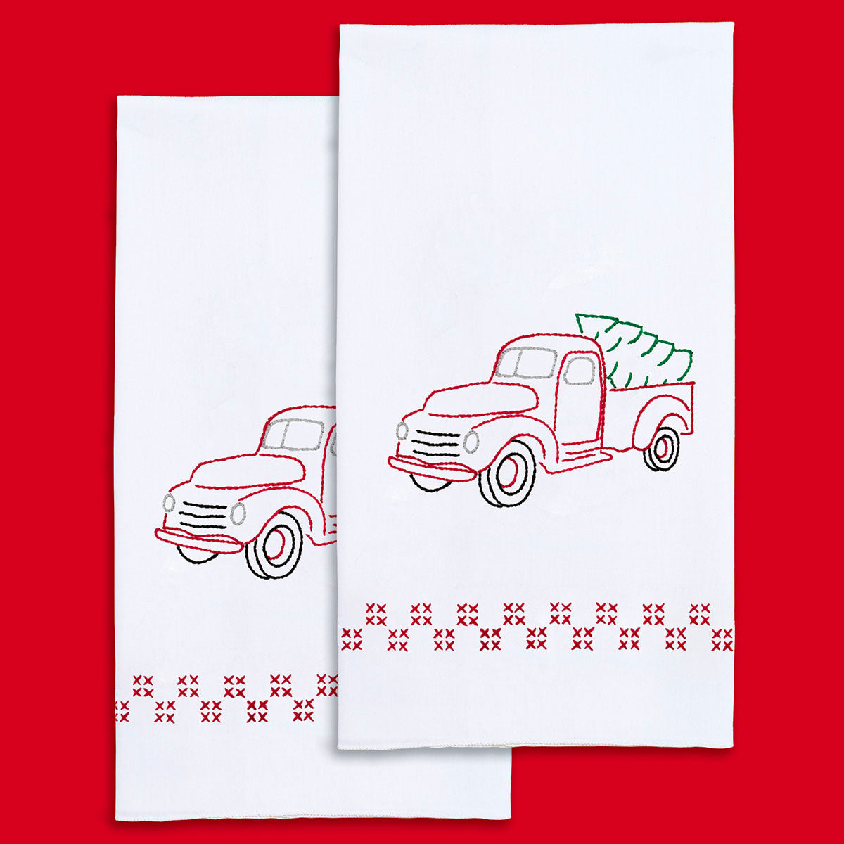 Hand Embroidery Towel Kit - Christmas Truck
