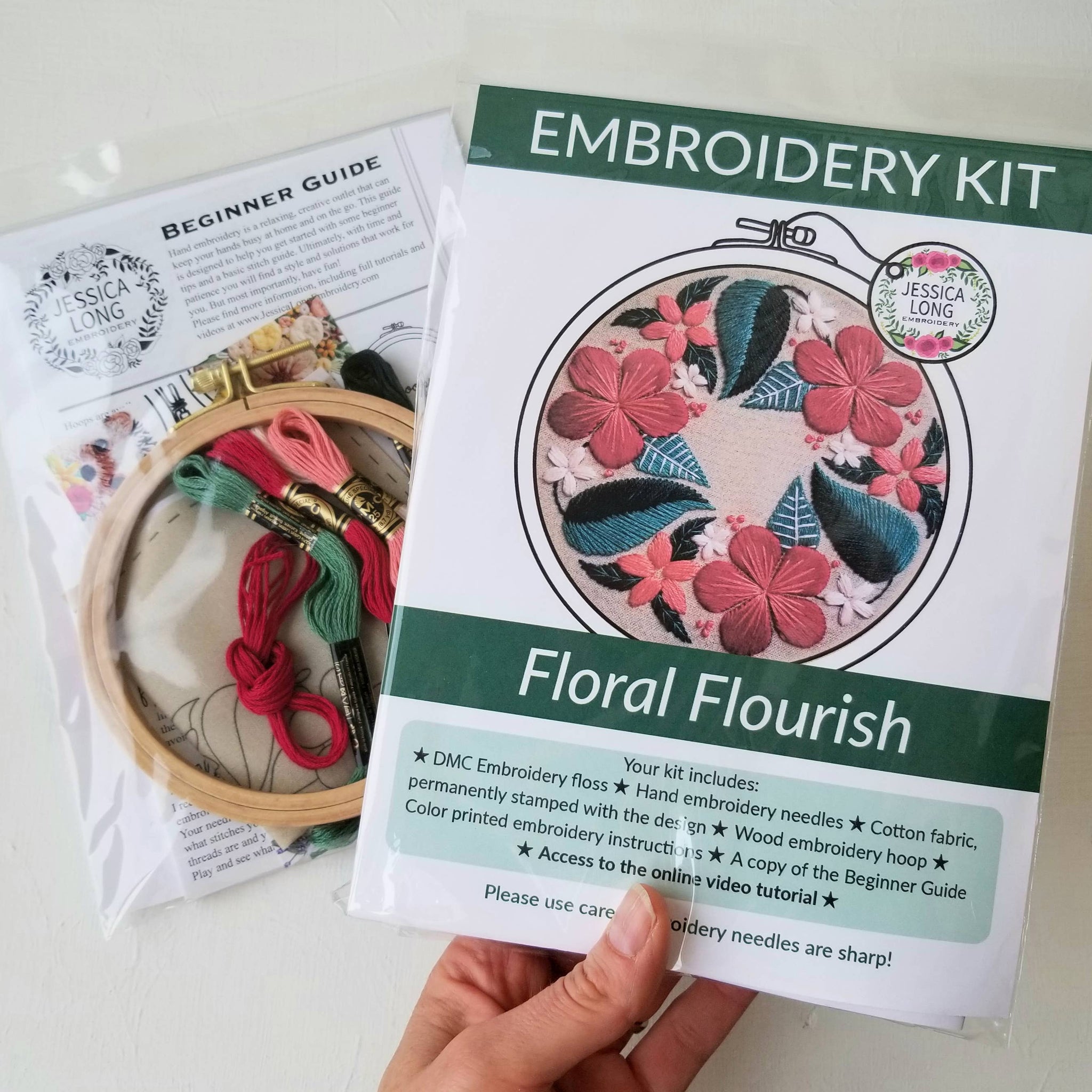 Hand Embroidery Kit - Beginner Learn Embroidery Kit with Video