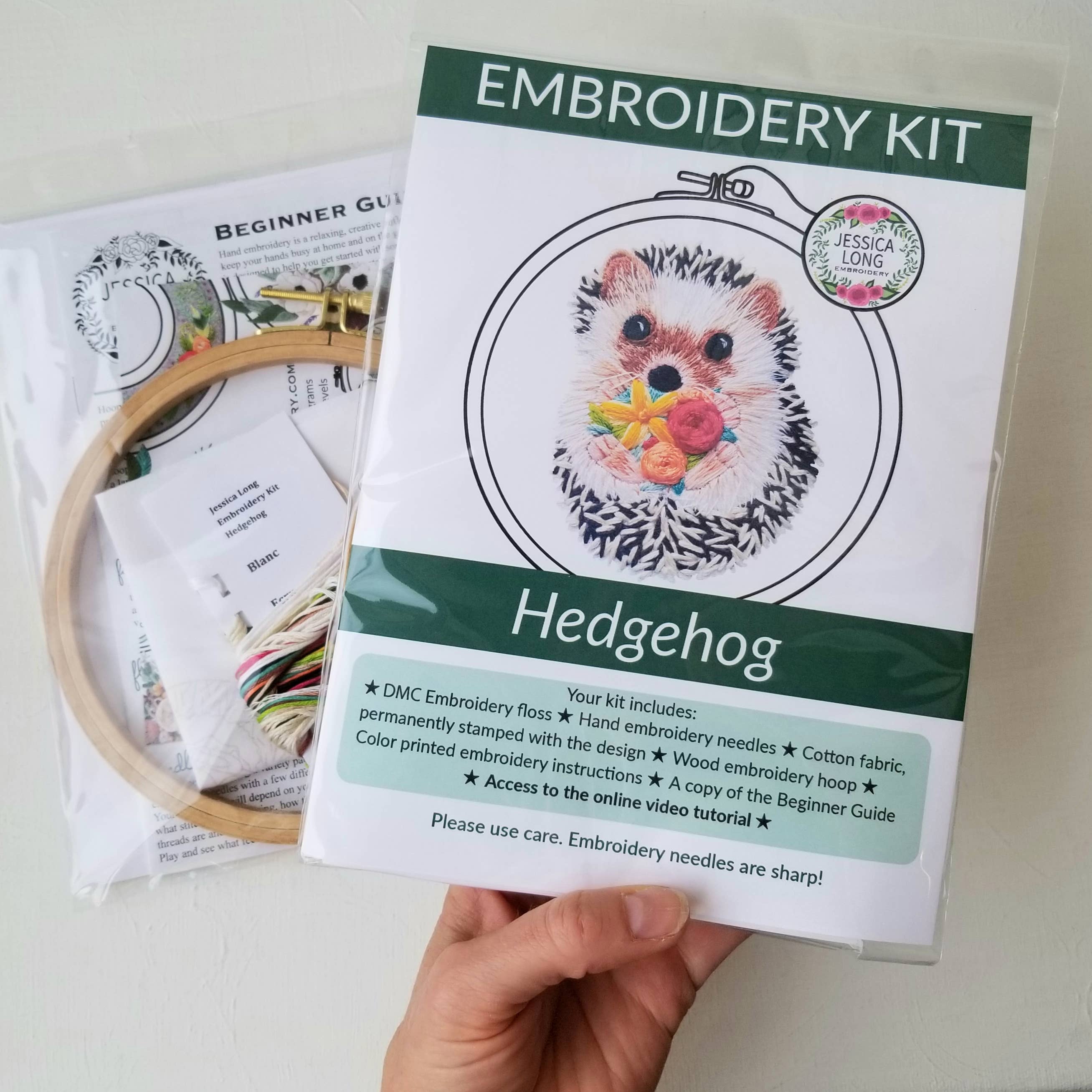 Hedgehog embroidery kit for beginners