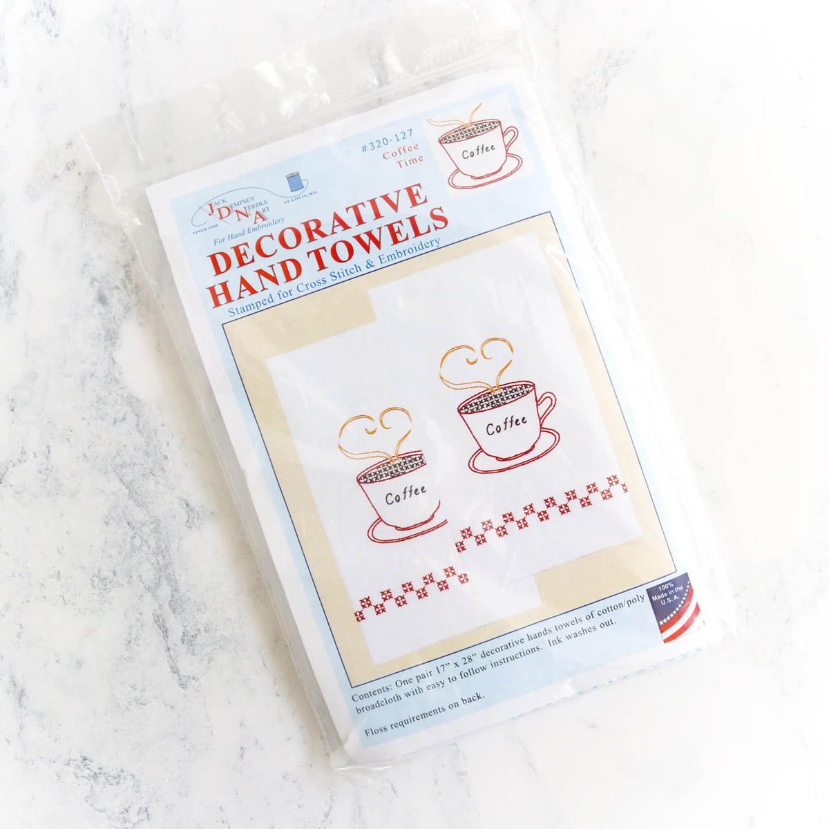Hand Embroidery Towel Kit - Coffee Time