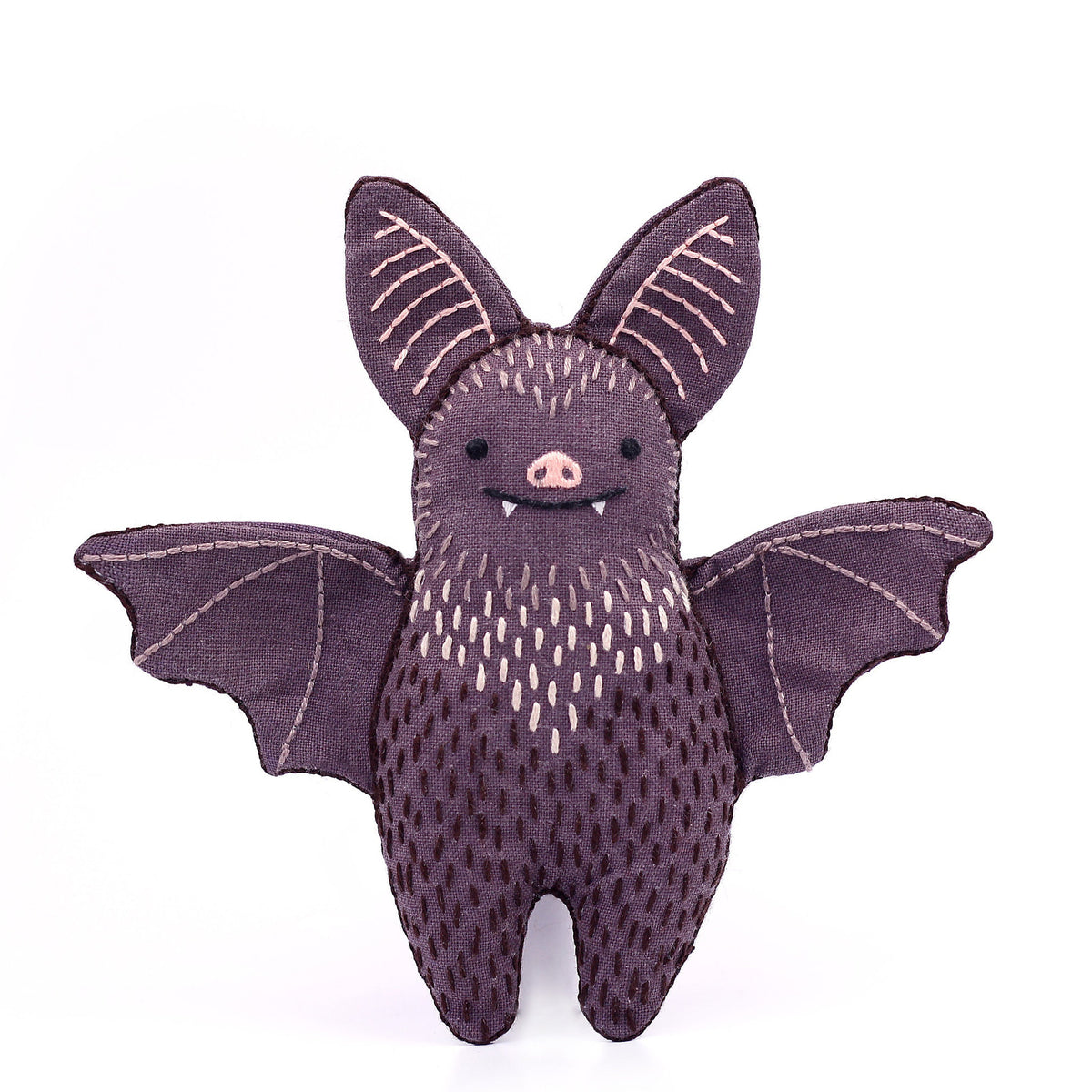 Hand Embroidered Plushie Doll Kit - Bat