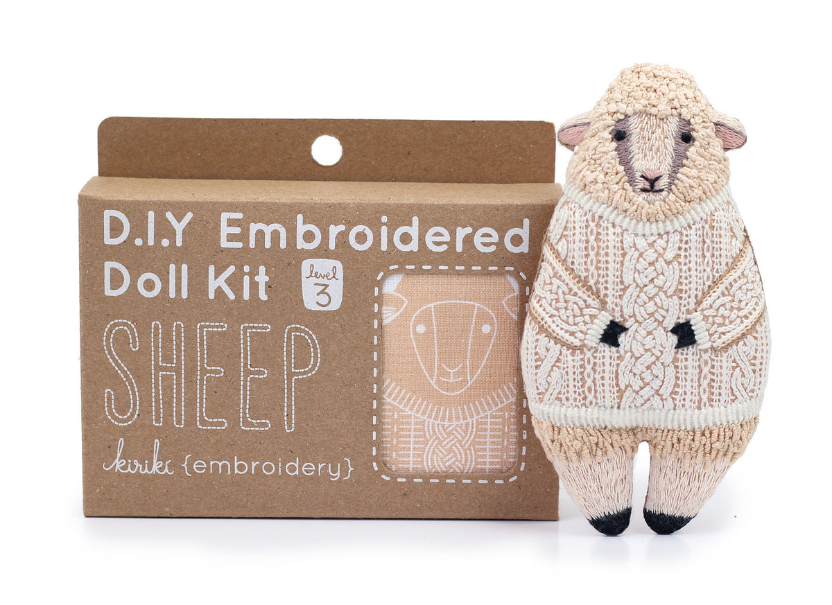 Hand Embroidered Plushie Doll Kit - Sheep