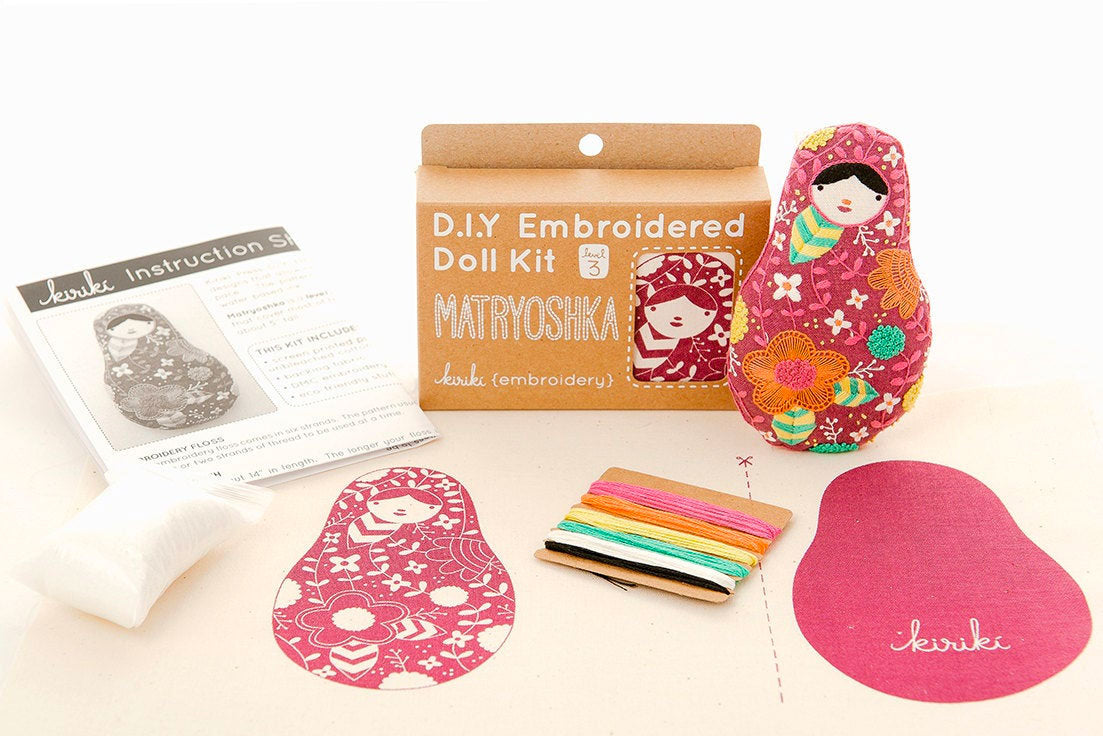 Hand Embroidered Plushie Doll Kit - Matryoshka