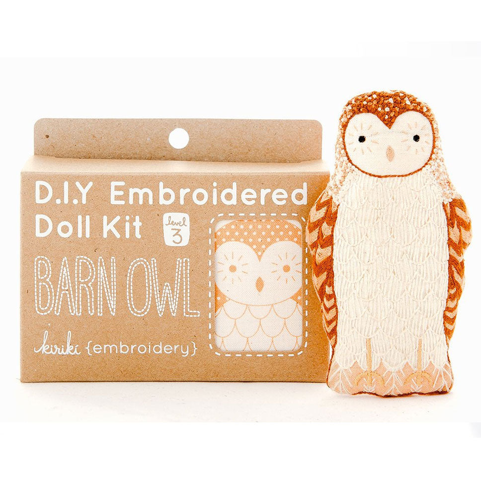 Hand Embroidered Plushie Doll Kit - Barn Owl