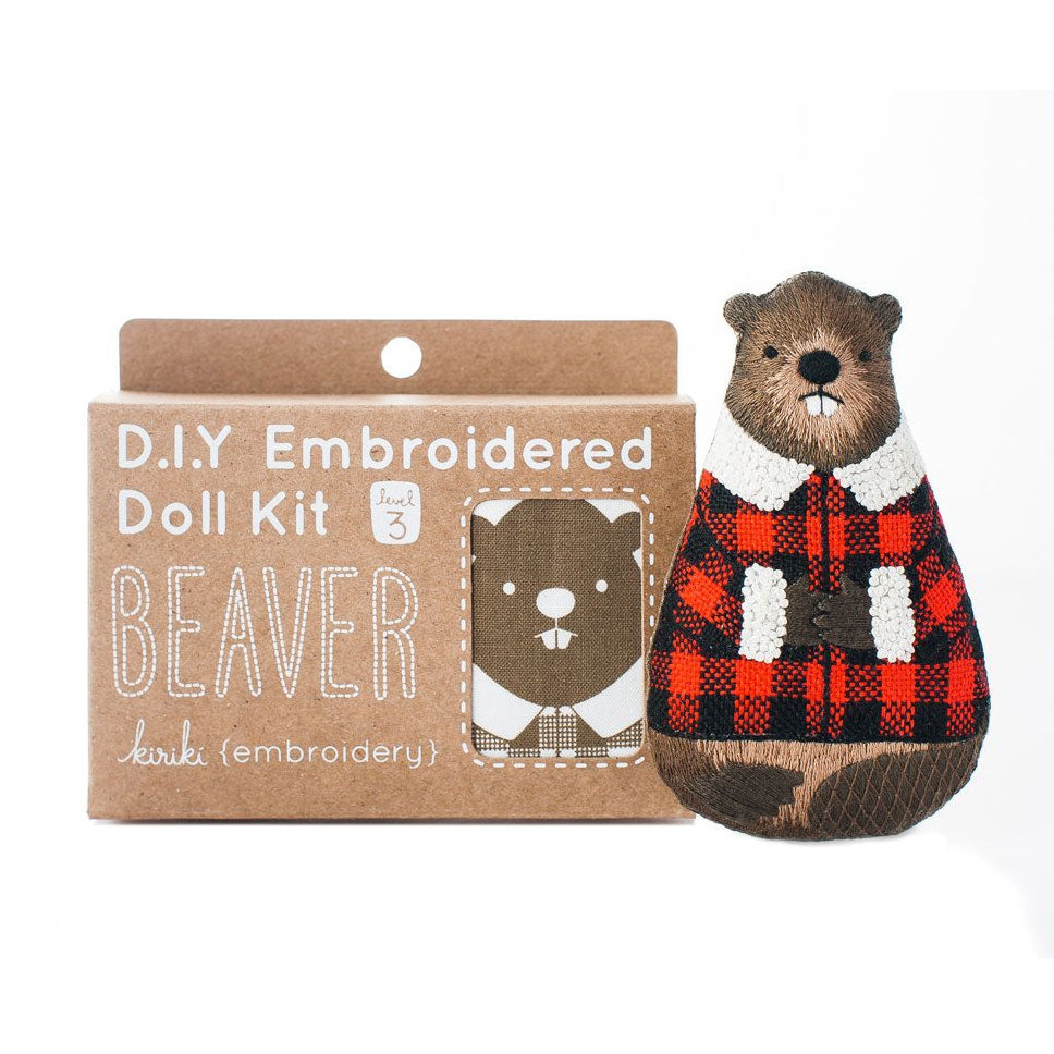 Hand Embroidered Plushie Doll Kit - Beaver
