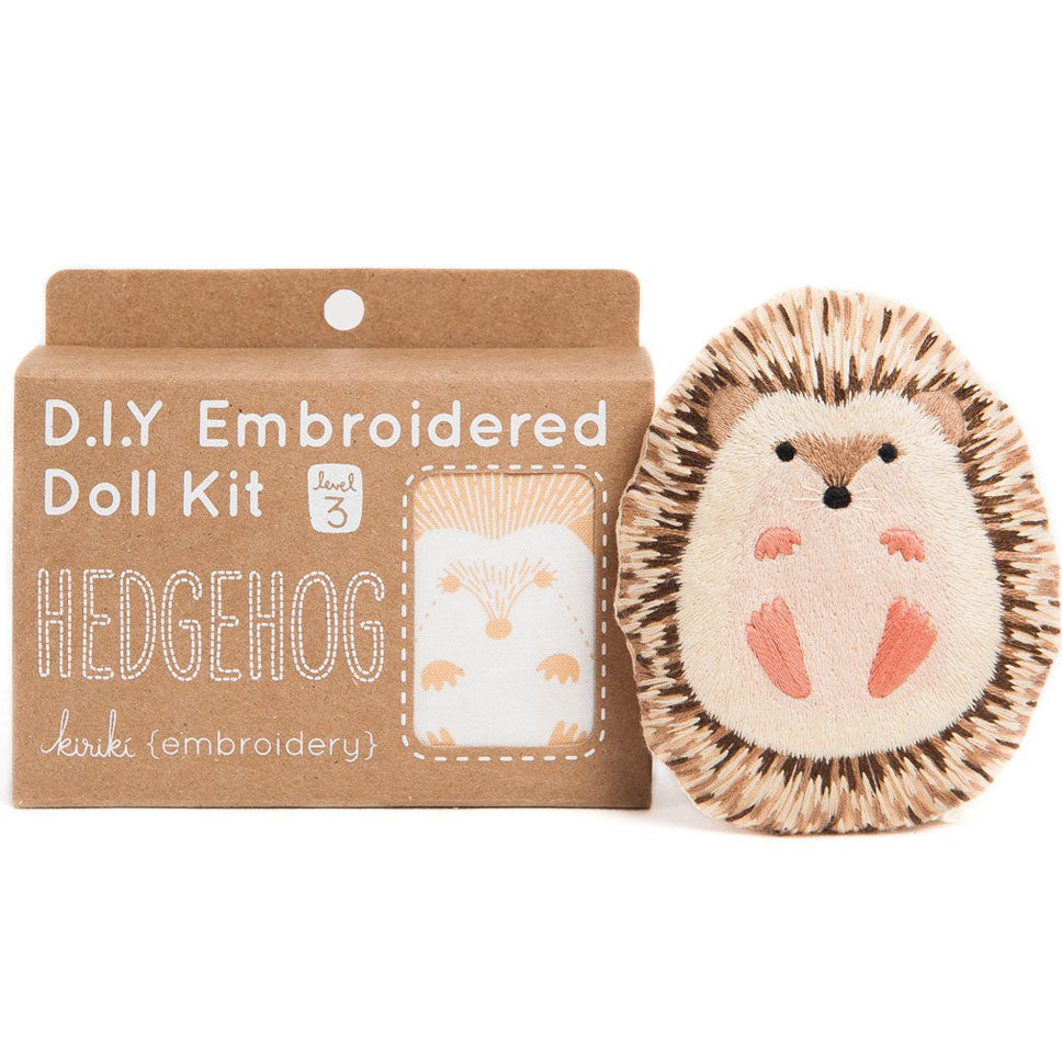 Hand Embroidered Plushie Doll Kit - Hedgehog