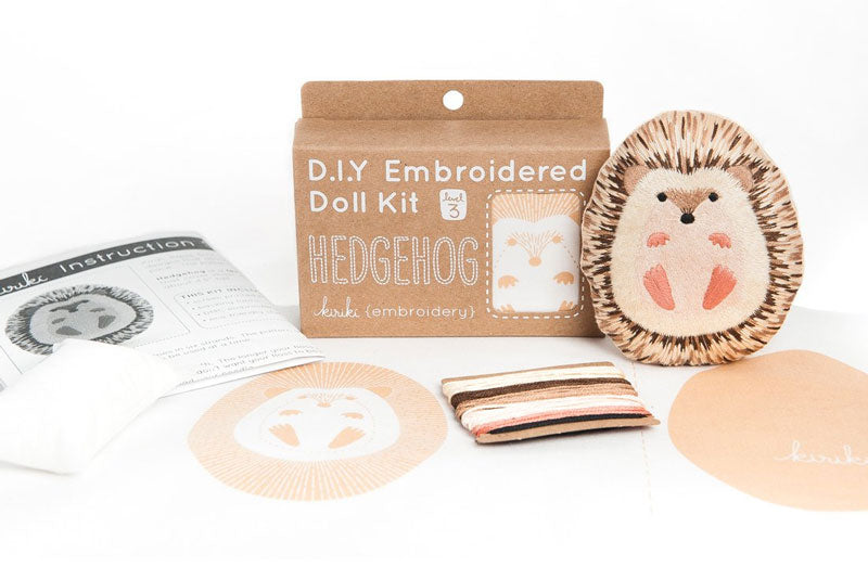 Hand Embroidered Plushie Doll Kit - Hedgehog