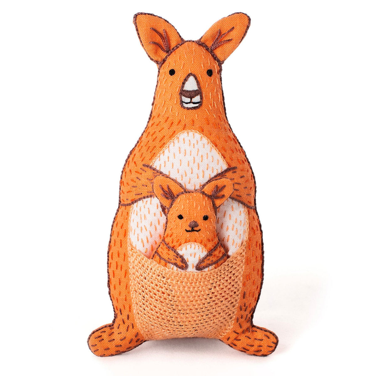 Hand Embroidered Plushie Doll Kit - Kangaroo