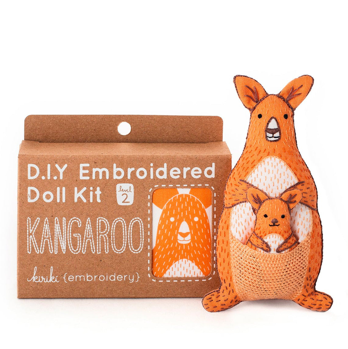 Hand Embroidered Plushie Doll Kit - Kangaroo